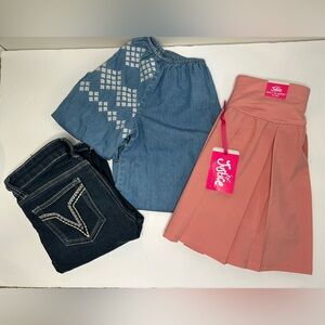 3PC Girls Bundle 10/12 Justice Pleated Skort NWT+Old Navy‎ Chambray+Vigoss Jeans